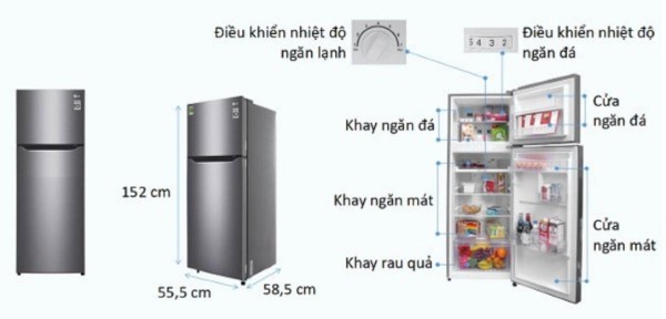 Kích thước tủ lạnh 150 lít chuẩn Kích thước tủ lạnh 150 lít chuẩn