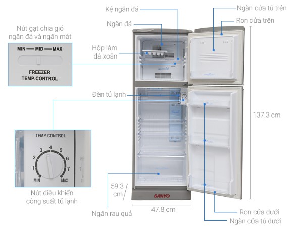 Không gian cần thiết để lắp đặt tủ lạnh 150 lít Không gian cần thiết để lắp đặt tủ lạnh 150 lít