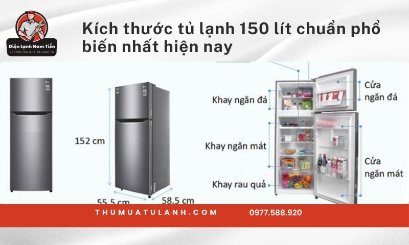 Kích thước tủ lạnh 150 lít​ chuẩn phổ biến nhất hiện nay